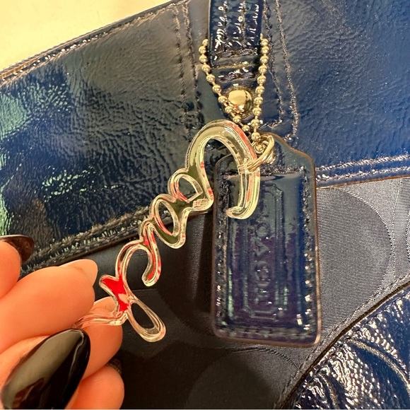 Coach | Blue Signature Laura Nylon Patent Leather Tote Bag - Picture 6 of 16